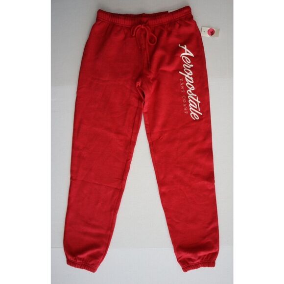 Aeropostale 3337-622 Women's Sz Small Red Script Cinched Jogger Sweatpants - Picture 1 of 9